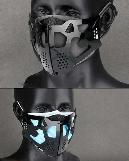 Cyberpunk Mechanical Face Covering -  techwear - Cyberpunk Mechanical Face Covering in Gray - View 6