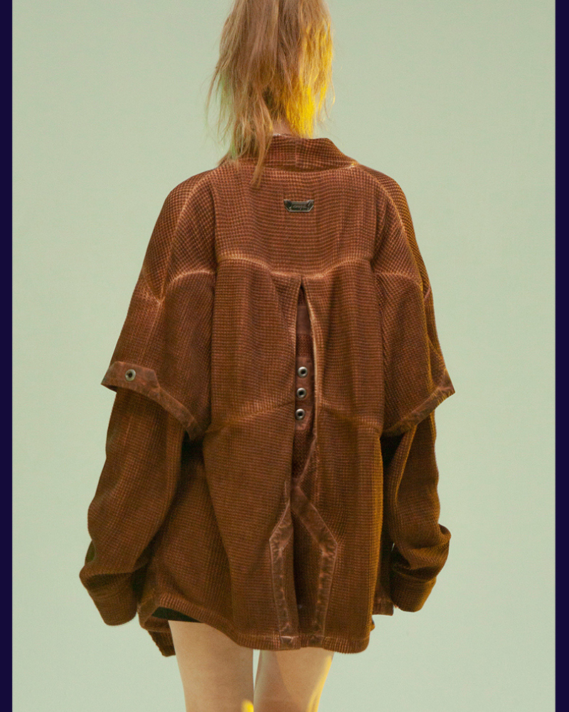 Cyberpunk Ninja Kimono Jacket -  available colors purple brown - Cyberpunk Ninja Kimono Jacket for Futuristic Style - View 4