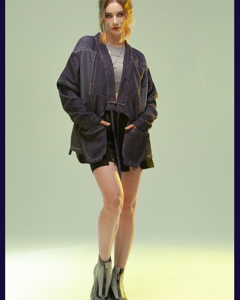 Cyberpunk Ninja Kimono Jacket -  kimono - Cyberpunk Ninja Kimono Jacket for Futuristic Style - View 8
