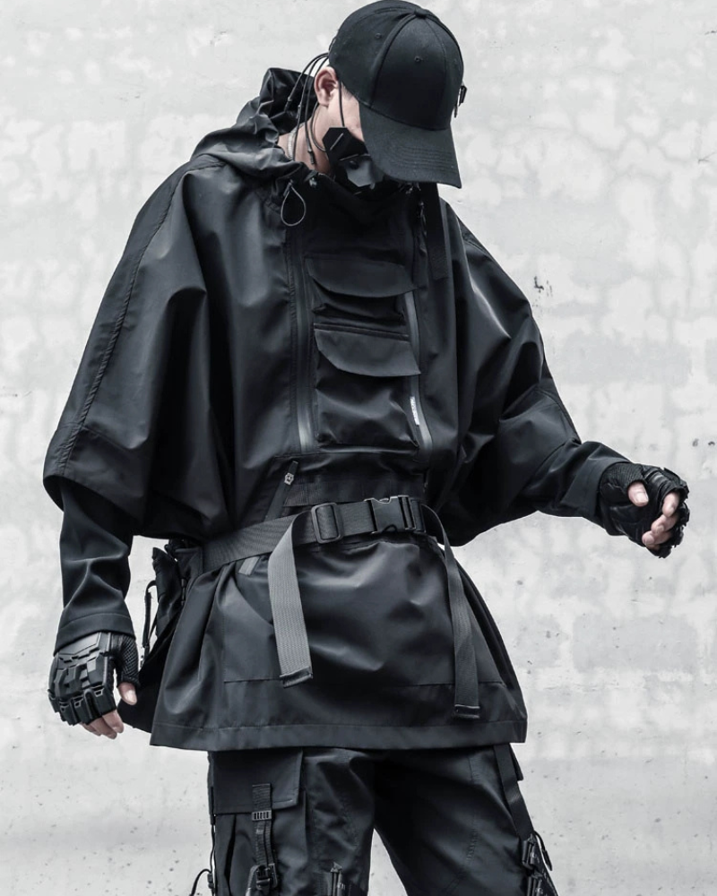 Cyberpunk Ninja Waterproof Cape - waterproof techwear jacket - Cyberpunk Ninja Waterproof Cape for Techwear Enthusiasts - View 2