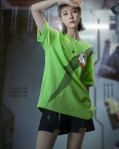 Cyberpunk Prosthetic Heart Tee -  cotton t-shirt - Cyberpunk Prosthetic Heart Tee for Bold Style - View 3