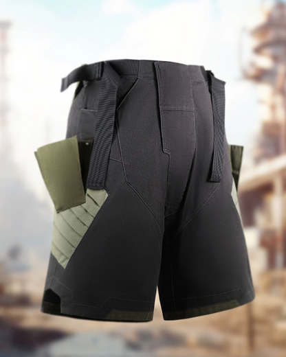 Cyberpunk Washed Denim Cargo Shorts - Summer Techwear - Cyberpunk Washed Denim Cargo Shorts for Summer Style - View 13