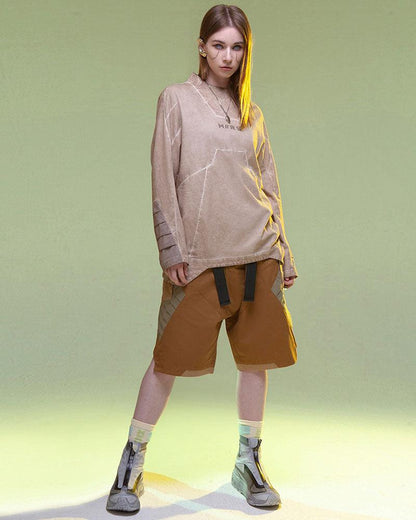 Cyberpunk Washed Denim Cargo Shorts -  cyberpunk - Cyberpunk Washed Denim Cargo Shorts for Summer Style - View 5