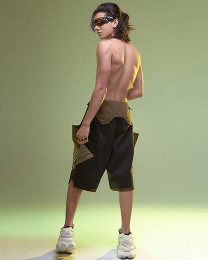 Cyberpunk Washed Denim Cargo Shorts -  lightweight denim shorts - Cyberpunk Washed Denim Cargo Shorts for Summer Style - View 8