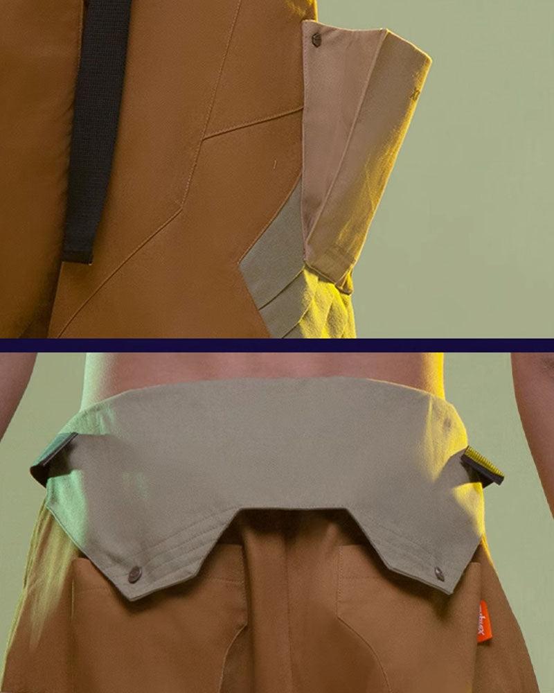Cyberpunk Washed Denim Cargo Shorts -  techwear - Cyberpunk Washed Denim Cargo Shorts for Summer Style - View 10