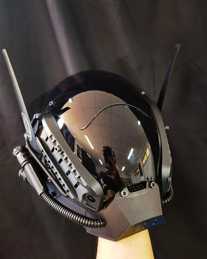 Cyberpunk Winged Helmet Mask -  black helmet - Cyberpunk Winged Helmet Mask with Balaclava - View 4
