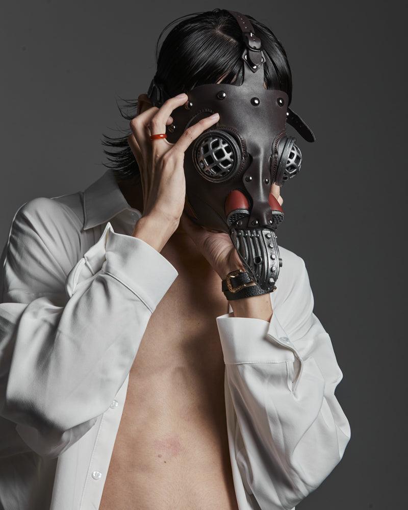 Dark Crow Punk Leather Mask - leather mask - Dark Crow Punk Leather Mask for Techwear Style - View 2