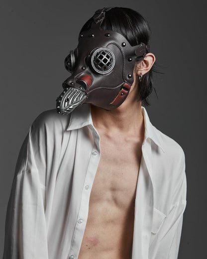 Dark Crow Punk Leather Mask - New Arrivals - Dark Crow Punk Leather Mask for Techwear Style - View 3