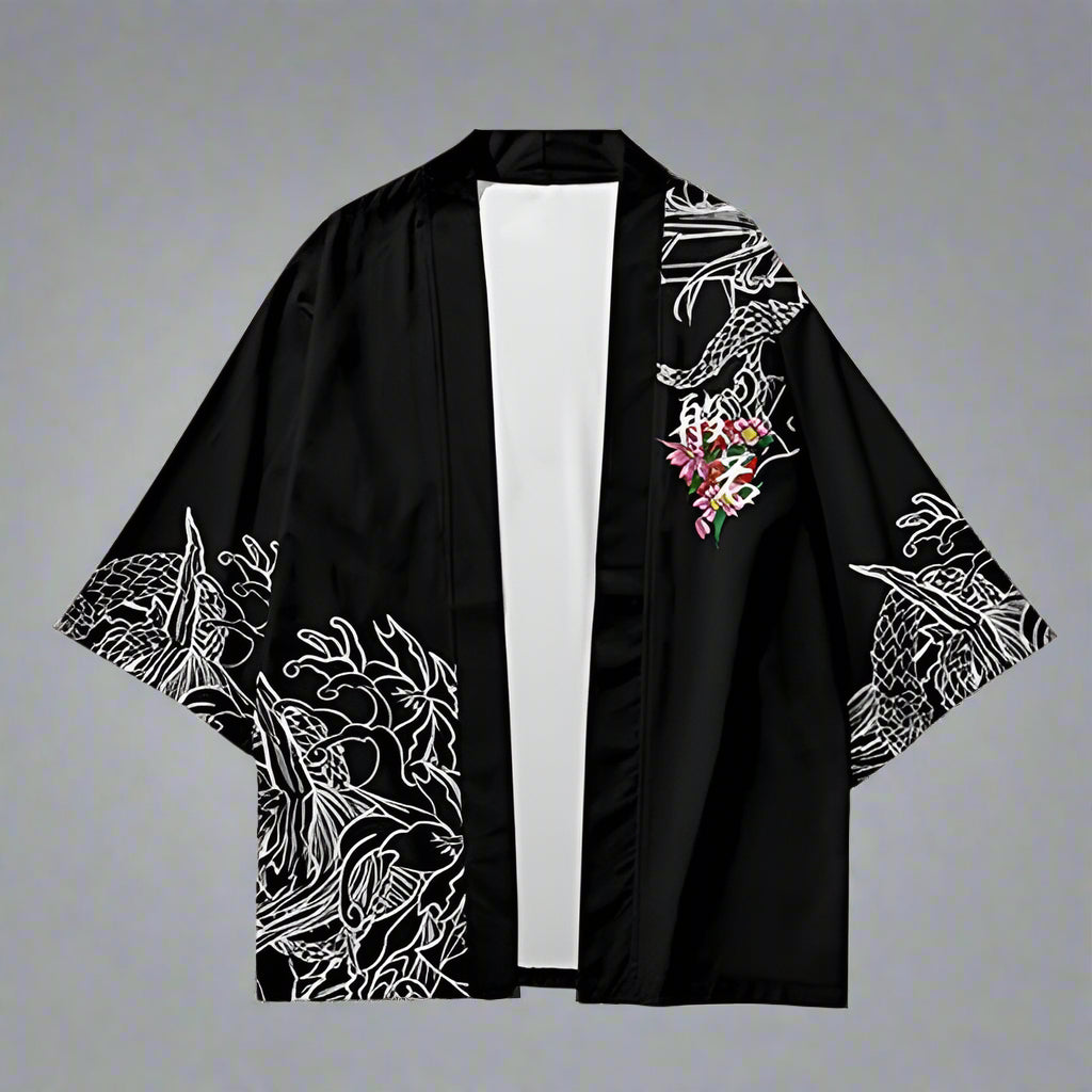 Dark Fantasy Kimono Cardigan - kimono cardigan - Dark Fantasy Kimono Cardigan with Oni Print - Main view