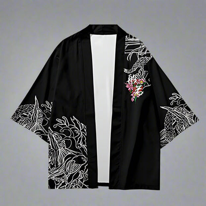Dark Fantasy Kimono Cardigan - kimono cardigan - Dark Fantasy Kimono Cardigan with Oni Print - Main view