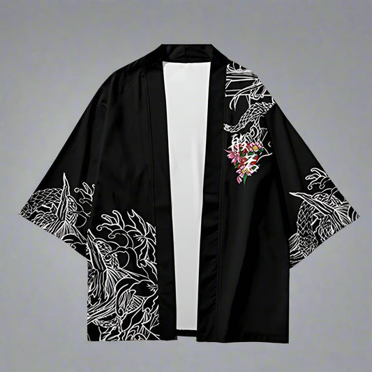 Dark Fantasy Kimono Cardigan - kimono cardigan - Dark Fantasy Kimono Cardigan with Oni Print - Main view