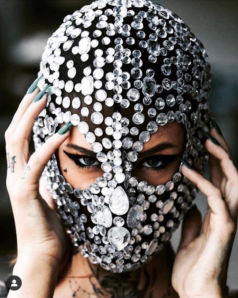 Dazzling Diamond Sequin Balaclava -  cyberpunk fashion - Futuristic Sequined Balaclava for Bold Style - View 3