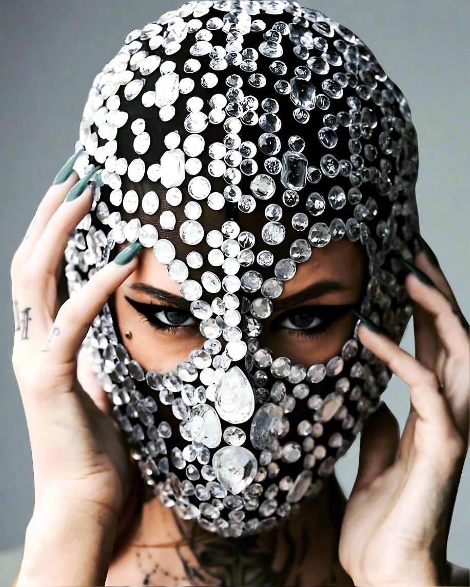 Dazzling Diamond Sequin Balaclava - futuristic balaclava - Futuristic Sequined Balaclava for Bold Style - Main view