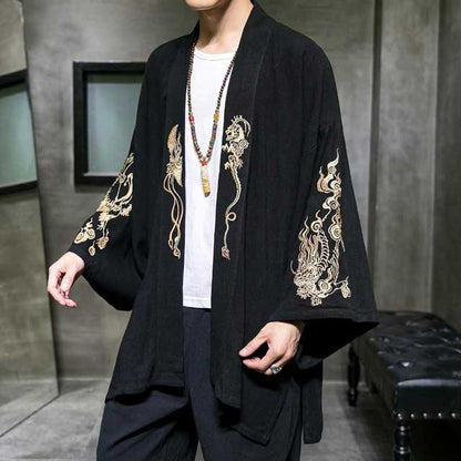 Decorative Kimono Wrap Cardigan -  black cardigan - Elegant Embroidered Kimono Wrap Cardigan - View 3