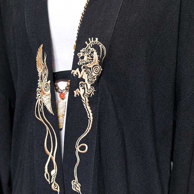 Decorative Kimono Wrap Cardigan -  embroidered - Elegant Embroidered Kimono Wrap Cardigan - View 4