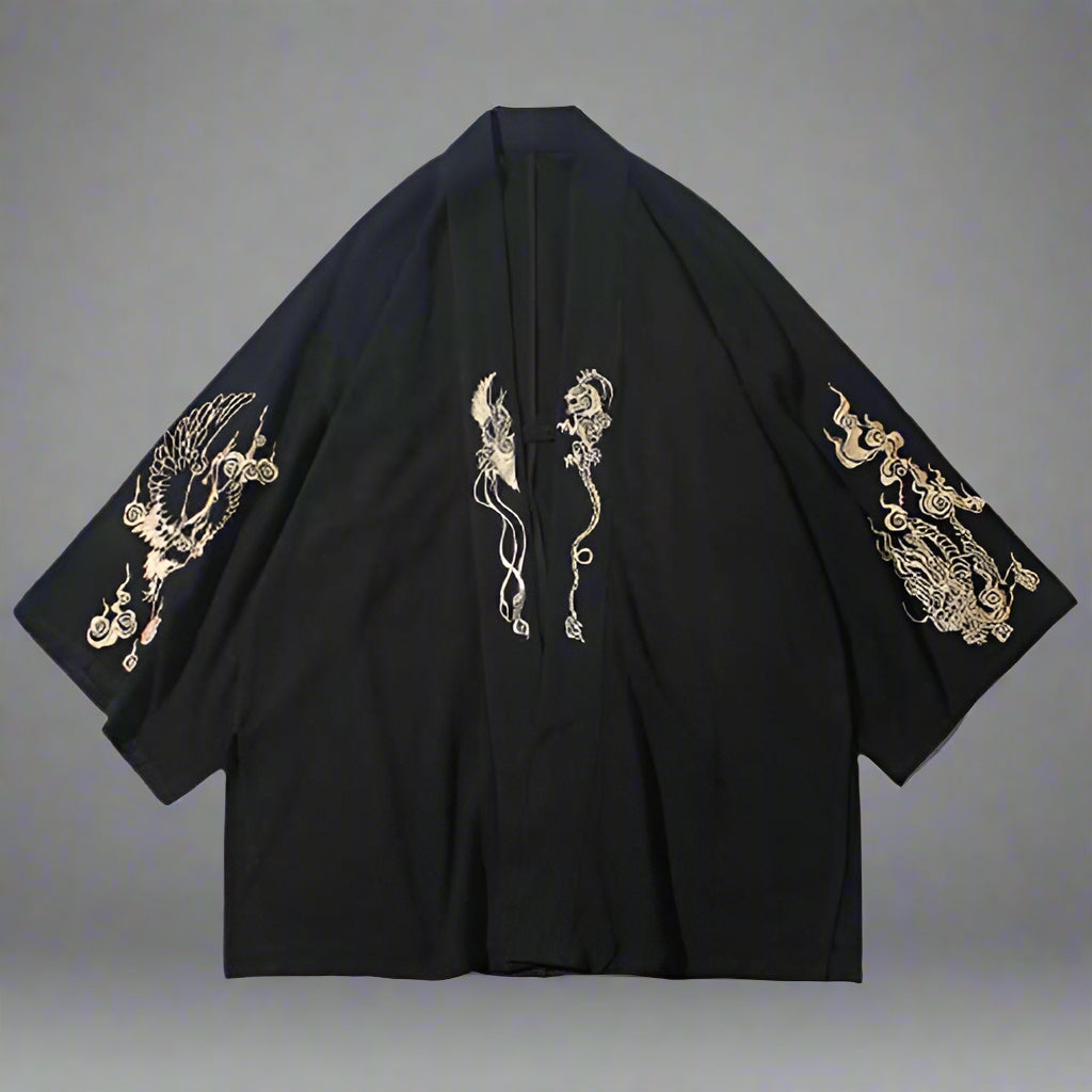 Decorative Kimono Wrap Cardigan - kimono - Elegant Embroidered Kimono Wrap Cardigan - Main view