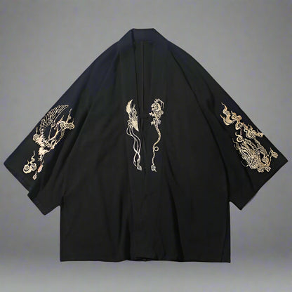Decorative Kimono Wrap Cardigan - kimono - Elegant Embroidered Kimono Wrap Cardigan - Main view