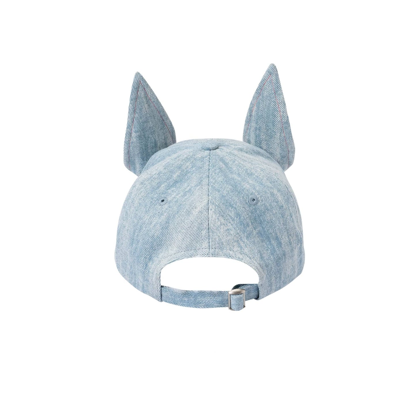 Denim Ear Embroidered Cap -  adjustable cotton cap - Light-Wash Denim Ear Embroidered Cap for Unique Style - View 3