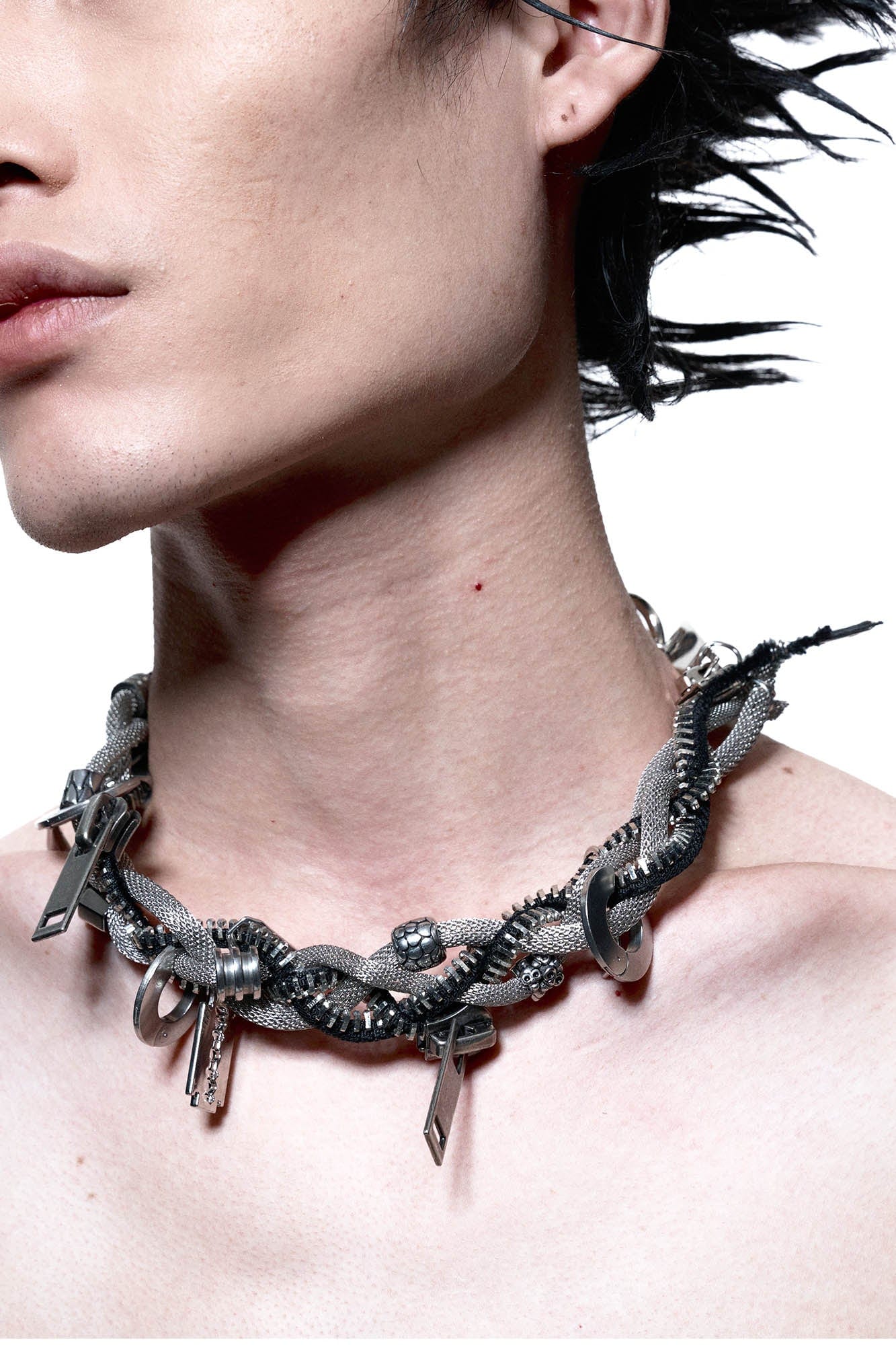 Devouring Spiral Pendant Necklace -  detachable earrings - Devouring Spiral Pendant Necklace with Industrial Charm - View 3