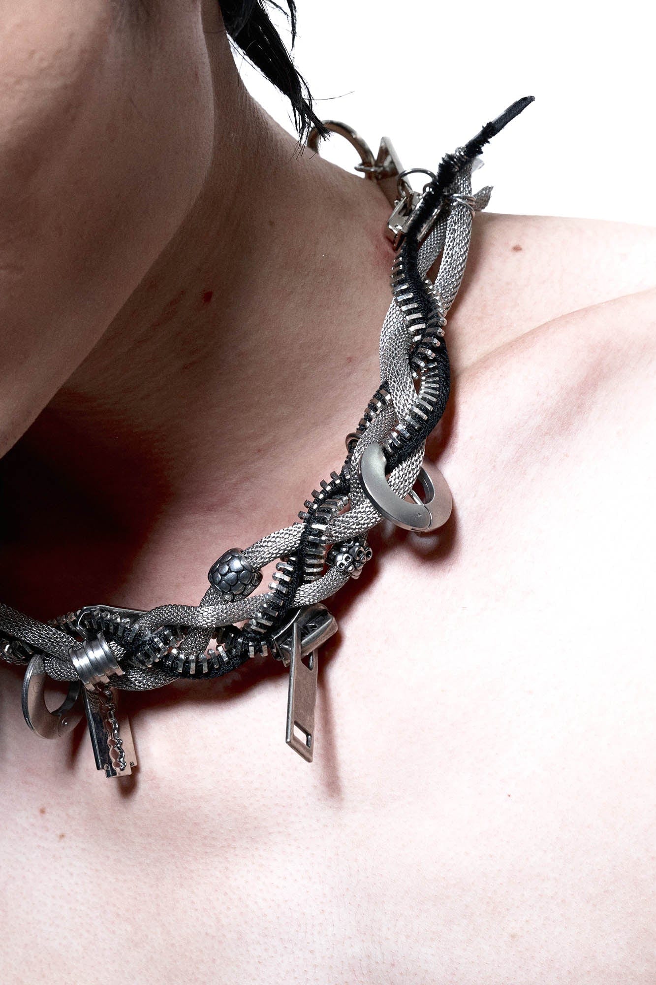 Devouring Spiral Pendant Necklace - spiral necklace - Devouring Spiral Pendant Necklace with Industrial Charm - View 9