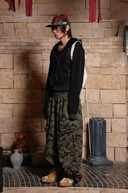 Distressed Camo Sickle Cap -  distressed hat - Distressed Camo Sickle Cap for Tactical Style - View 4