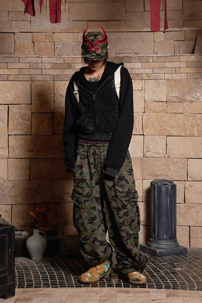 Distressed Camo Sickle Cap -  streetwear - Distressed Camo Sickle Cap for Tactical Style - View 5