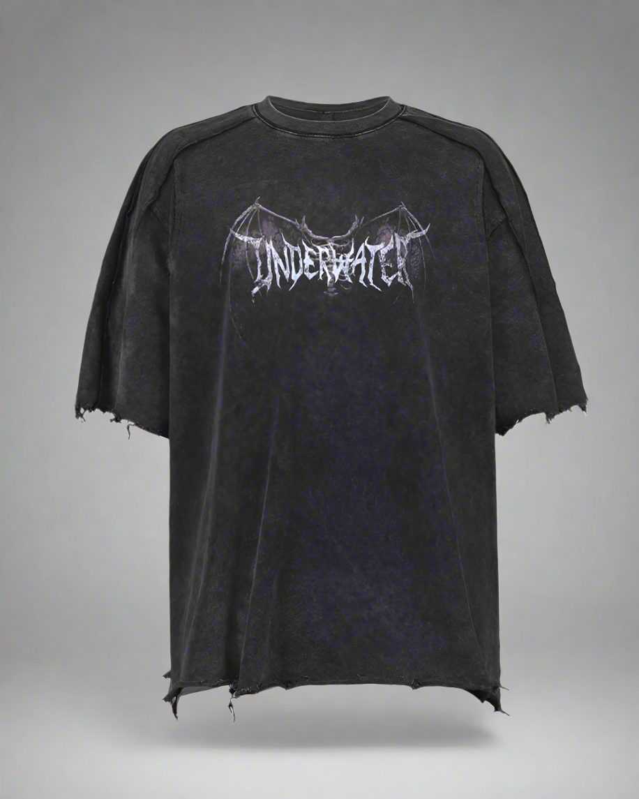 Distressed Demon Skull Tee -  black t-shirt - Distressed Demon Skull Tee with Vintage Charm - View 11
