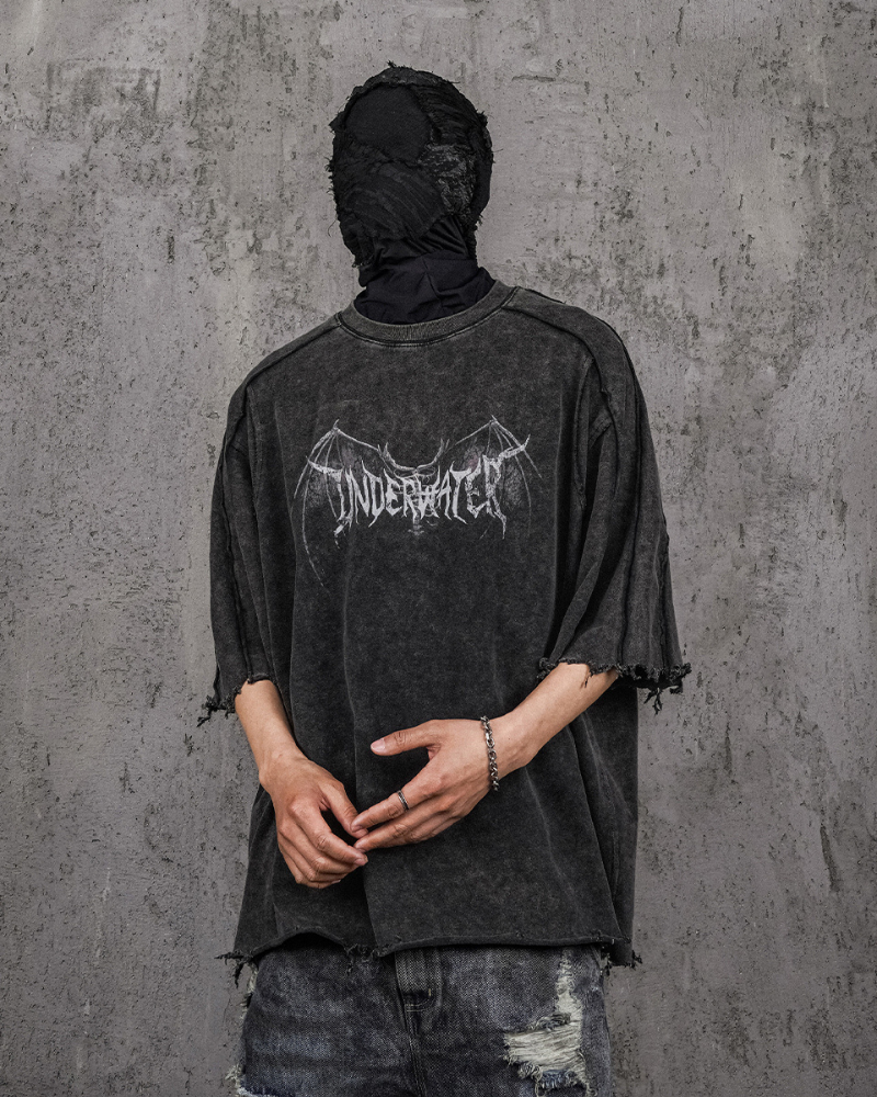Distressed Demon Skull Tee - bold aesthetic t-shirt - Distressed Demon Skull Tee with Vintage Charm - Main view