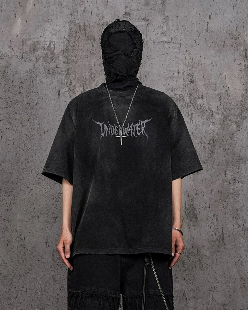 Distressed Demon Skull Tee - demon skull - Distressed Demon Skull Tee with Vintage Charm - View 2