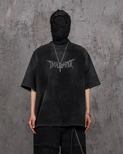 Distressed Demon Skull Tee - demon skull - Distressed Demon Skull Tee with Vintage Charm - View 2