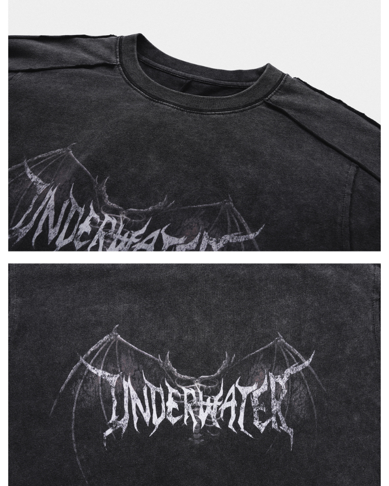 Distressed Demon Skull Tee -  distressed tee - Distressed Demon Skull Tee with Vintage Charm - View 13
