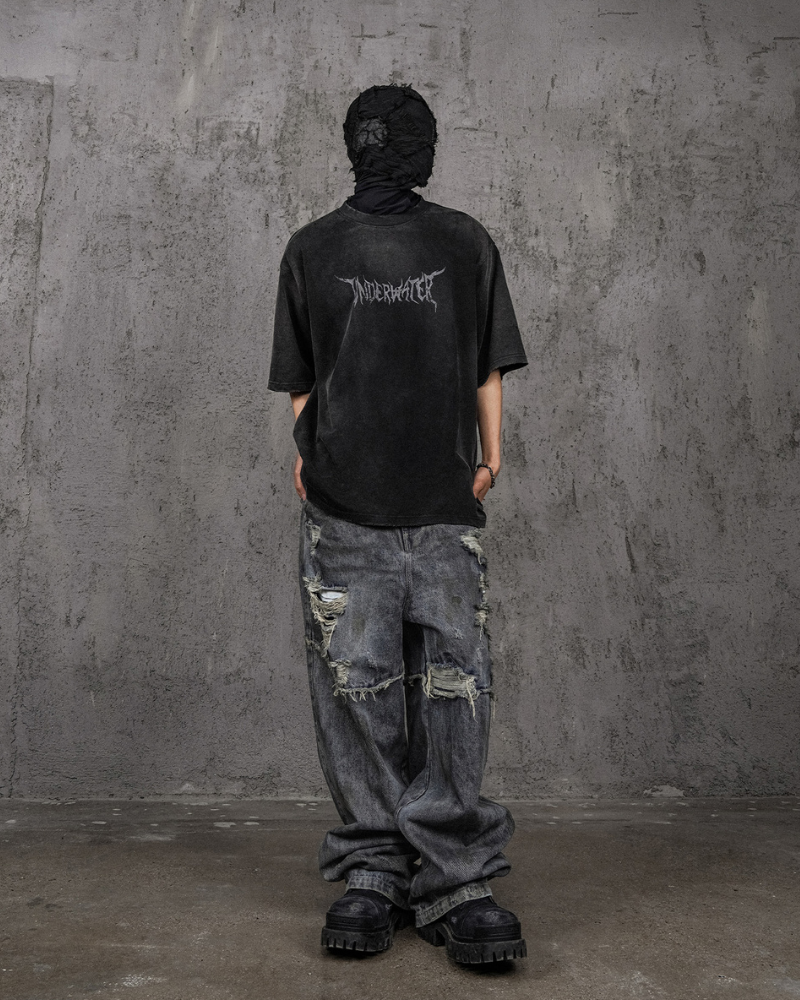 Distressed Demon Skull Tee -  distressed tee - Distressed Demon Skull Tee with Vintage Charm - View 5