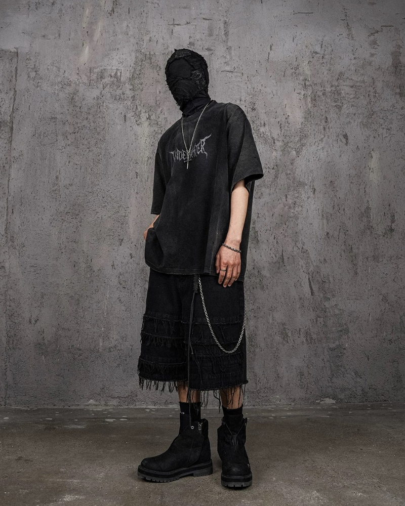Distressed Demon Skull Tee -  streetwear - Distressed Demon Skull Tee with Vintage Charm - View 6