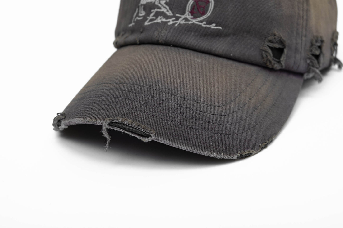 Distressed Embroidered Classic Cap -  embroidered cap - Distressed Embroidered Cap for Vintage Style Enthusiasts - View 12