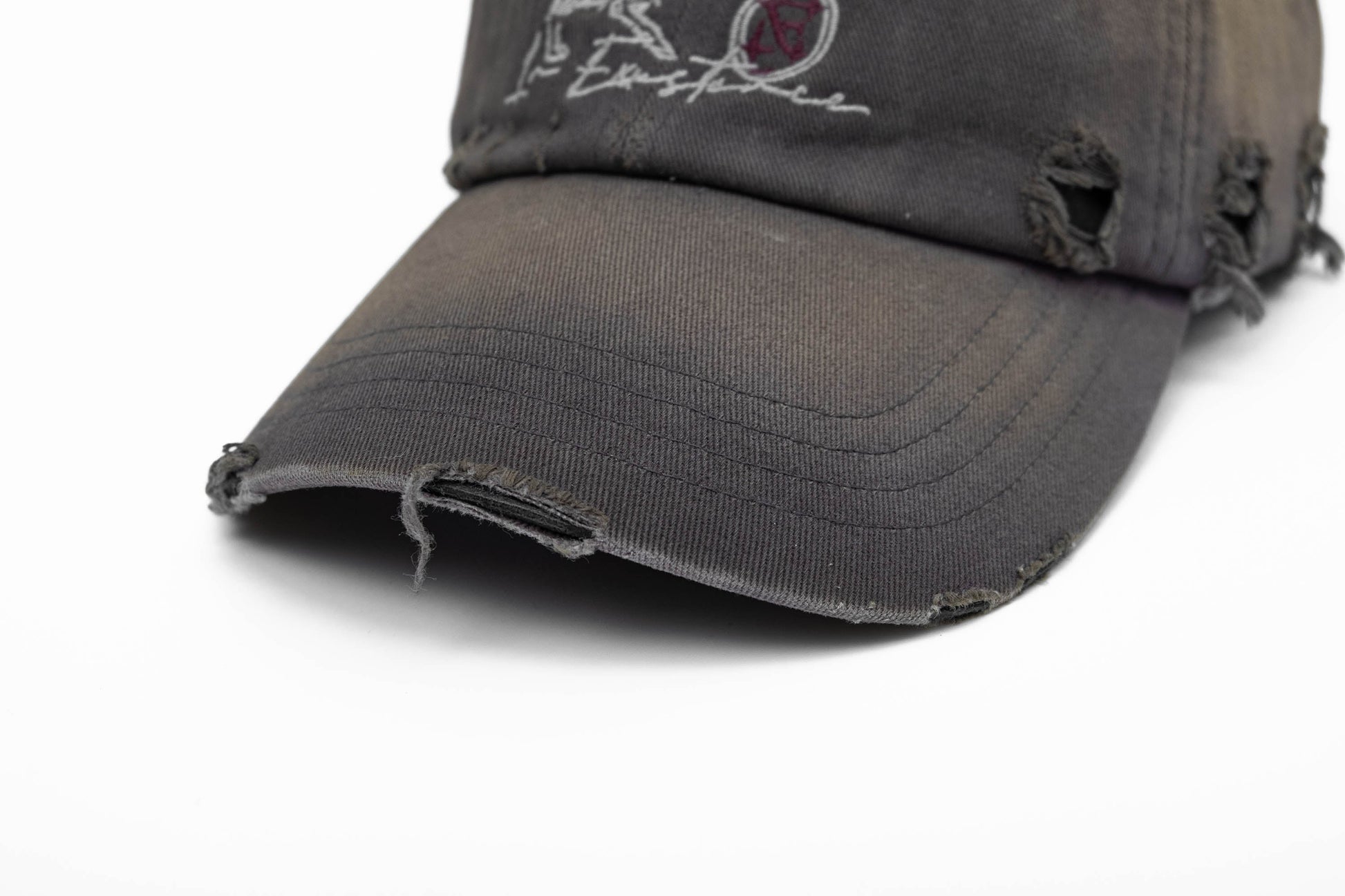Distressed Embroidered Classic Cap -  embroidered cap - Distressed Embroidered Cap for Vintage Style Enthusiasts - View 12
