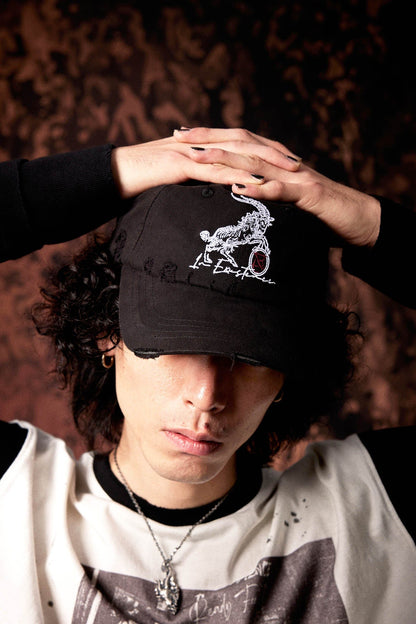 Distressed Embroidered Classic Cap - vintage-inspired cap - Distressed Embroidered Cap for Vintage Style Enthusiasts - View 9