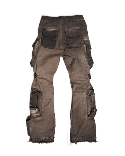 Distressed Flared Stretch Cargo Pants - BEST SELLERS - Distressed Flared Stretch Cargo Pants in Coffee - View 9