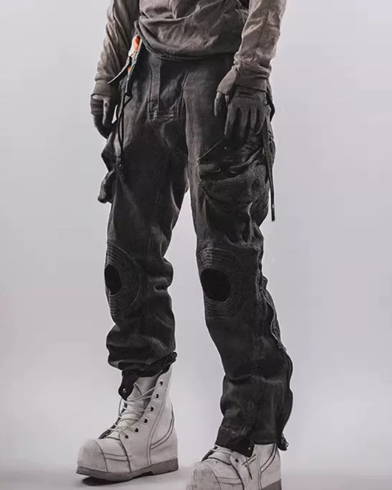 Distressed Multi-Pocket Casual Pants - techwear cargo pants - Versatile Distressed Multi-Pocket Casual Pants - View 2