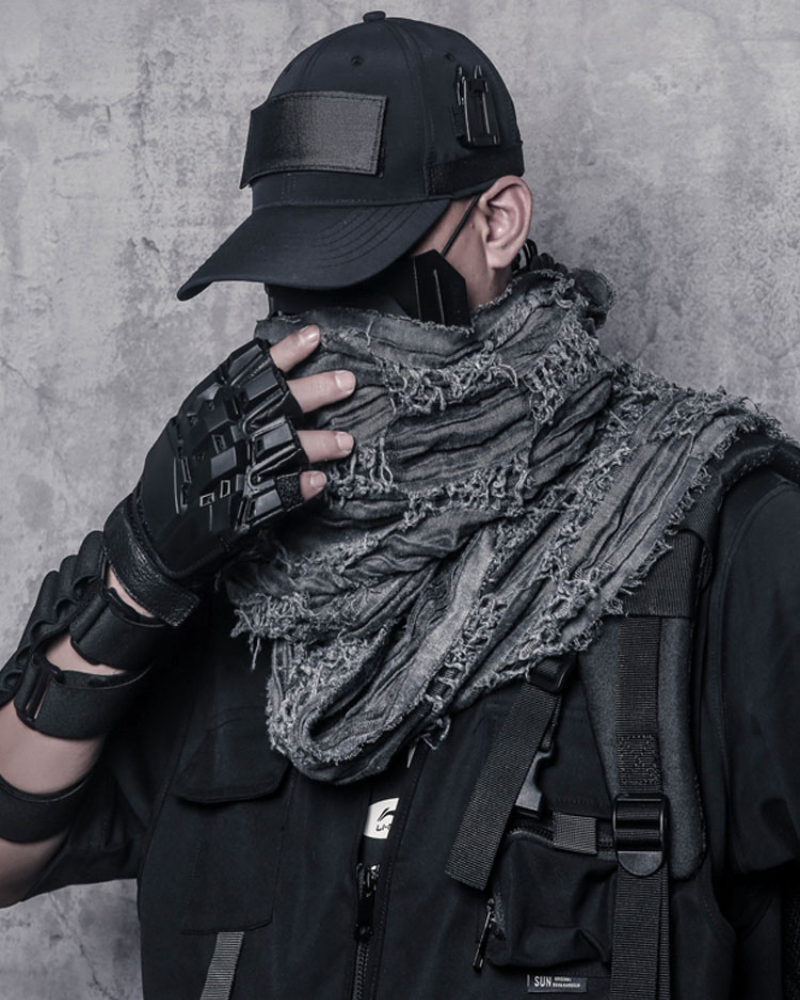 Distressed Tactical Shawl Scarf -  black polyester scarf - Distressed Tactical Shawl Scarf for Urban Style - View 3