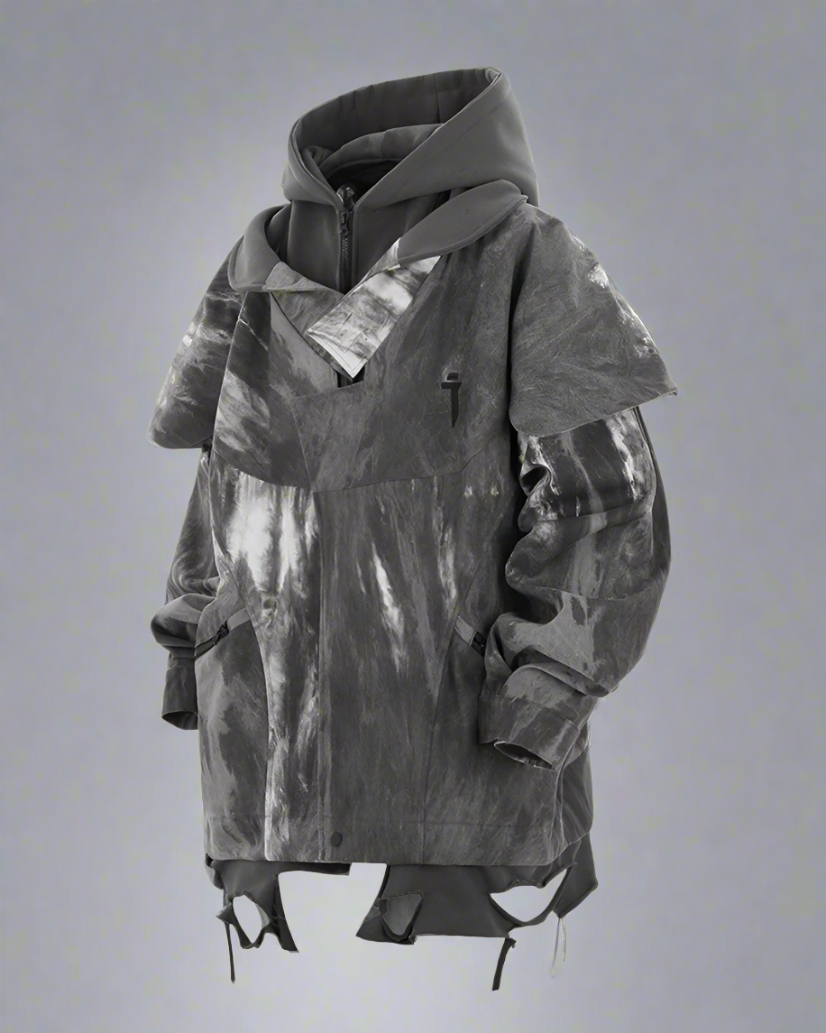 Distressed Two-Piece Unisex Jacket -  stylish streetwear - Distressed Unisex Two-Piece Jacket for Everyday Style - View 8