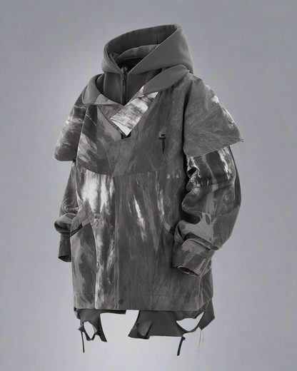 Distressed Two-Piece Unisex Jacket -  stylish streetwear - Distressed Unisex Two-Piece Jacket for Everyday Style - View 8