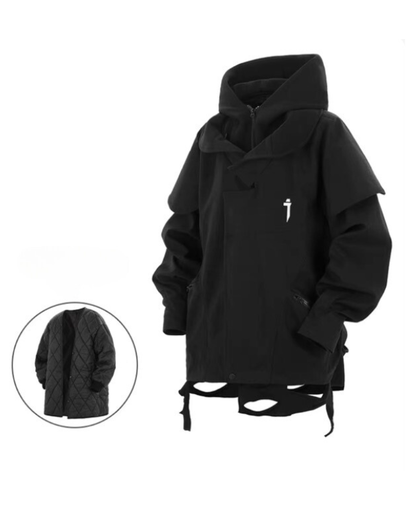 Distressed Two-Piece Unisex Jacket - versatile techwear jacket - Distressed Unisex Two-Piece Jacket for Everyday Style - View 11