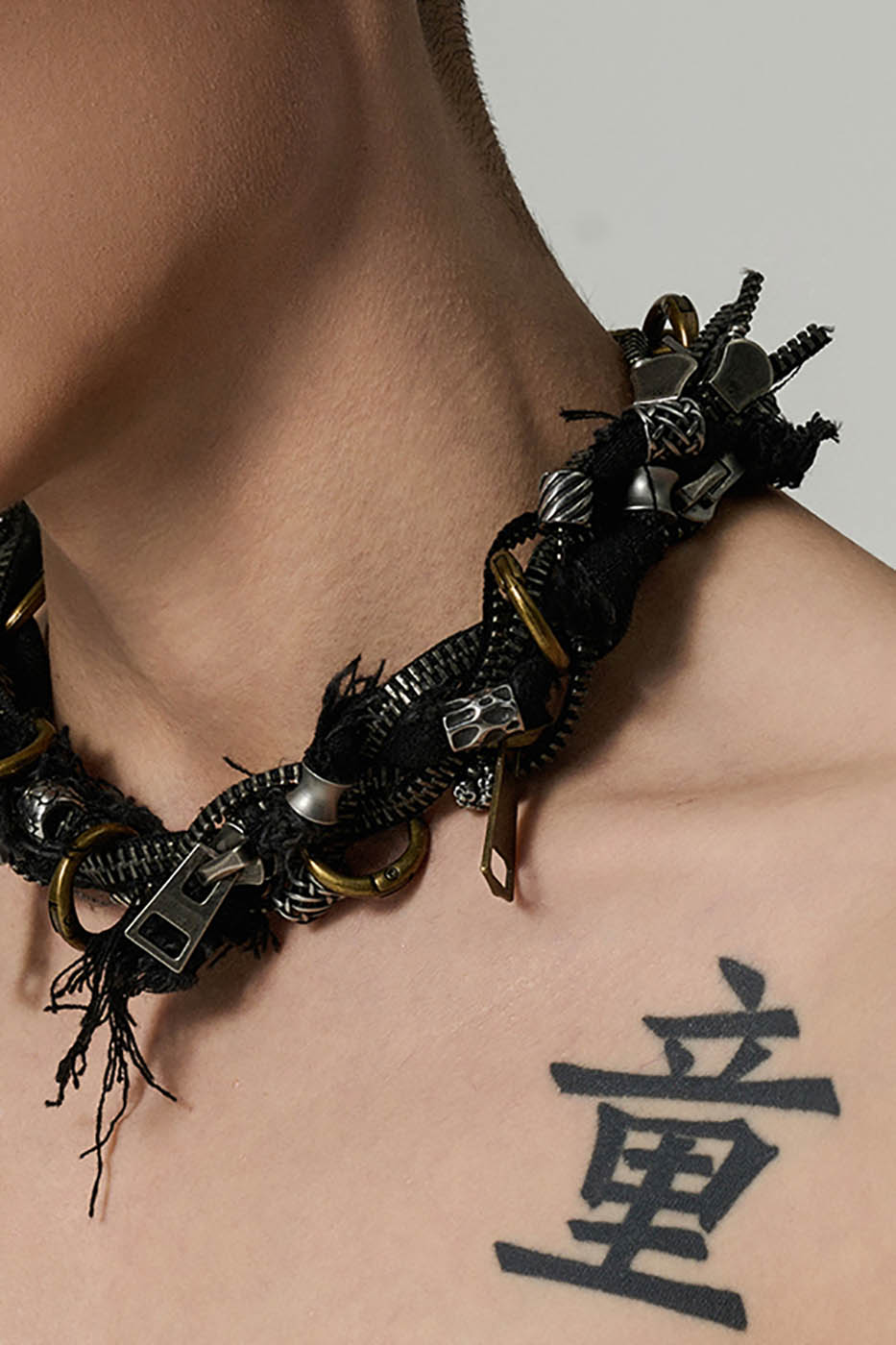 Distressed Watcher Statement Necklace -  edgy accessories - Distressed Watcher Necklace with Unique Industrial Style - View 10