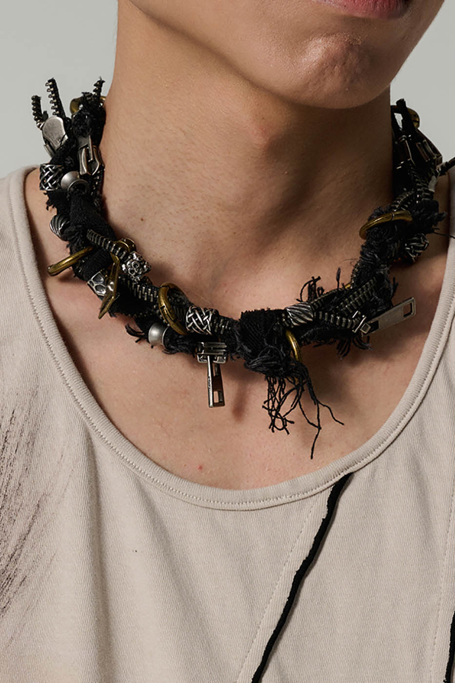 Distressed Watcher Statement Necklace -  industrial style - Distressed Watcher Necklace with Unique Industrial Style - View 11