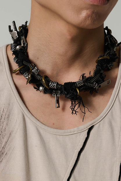 Distressed Watcher Statement Necklace -  industrial style - Distressed Watcher Necklace with Unique Industrial Style - View 11