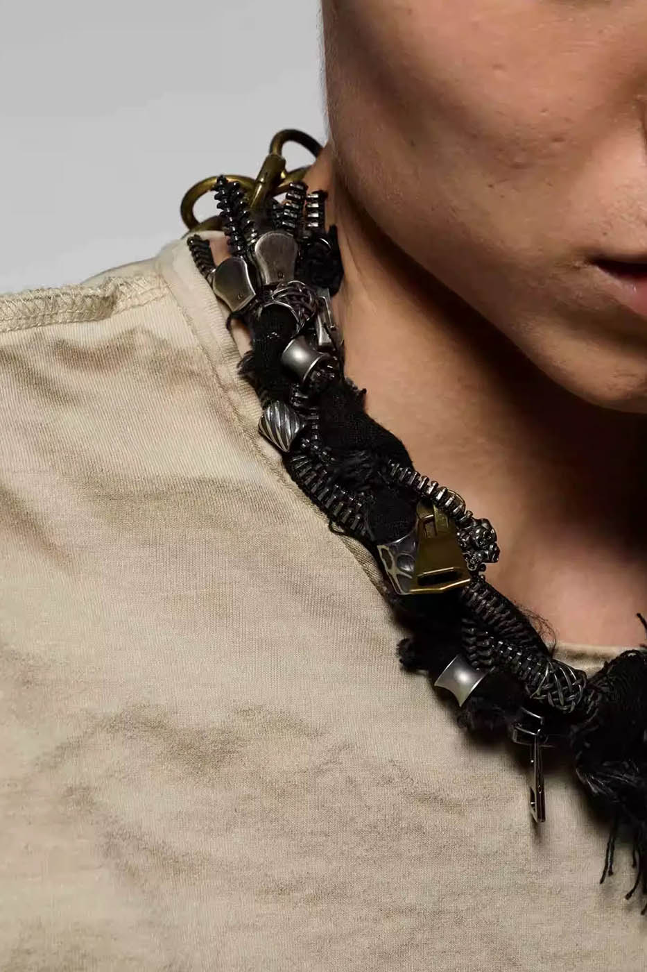 Distressed Watcher Statement Necklace -  industrial style - Distressed Watcher Necklace with Unique Industrial Style - View 4