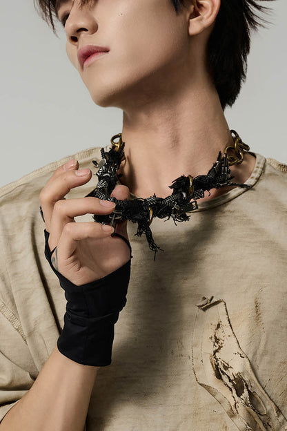 Distressed Watcher Statement Necklace - post-apocalyptic jewelry - Distressed Watcher Necklace with Unique Industrial Style - View 9
