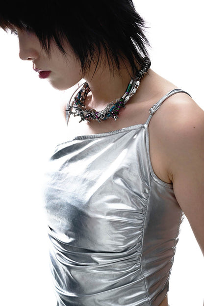 Doomsday Disco Charm Necklace -  mechanical-inspired necklace - Unique Mechanical-Inspired Doomsday Disco Necklace - View 6