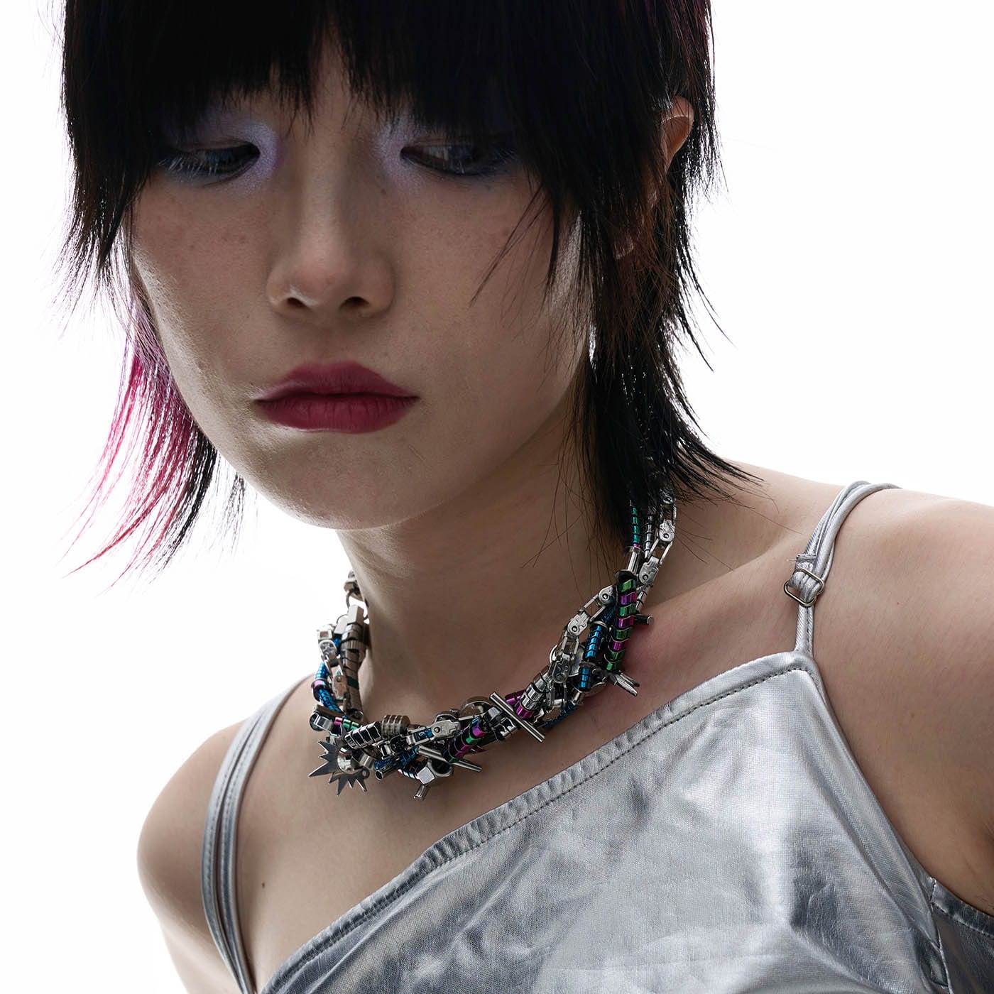 Doomsday Disco Charm Necklace - necklace - Unique Mechanical-Inspired Doomsday Disco Necklace - View 2