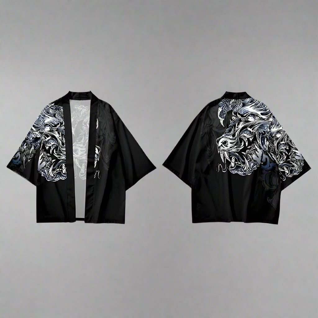 Dragon Embrace Kimono -  Asian fit kimono - Unisex Dragon Embrace Kimono with Long Sleeves - View 3